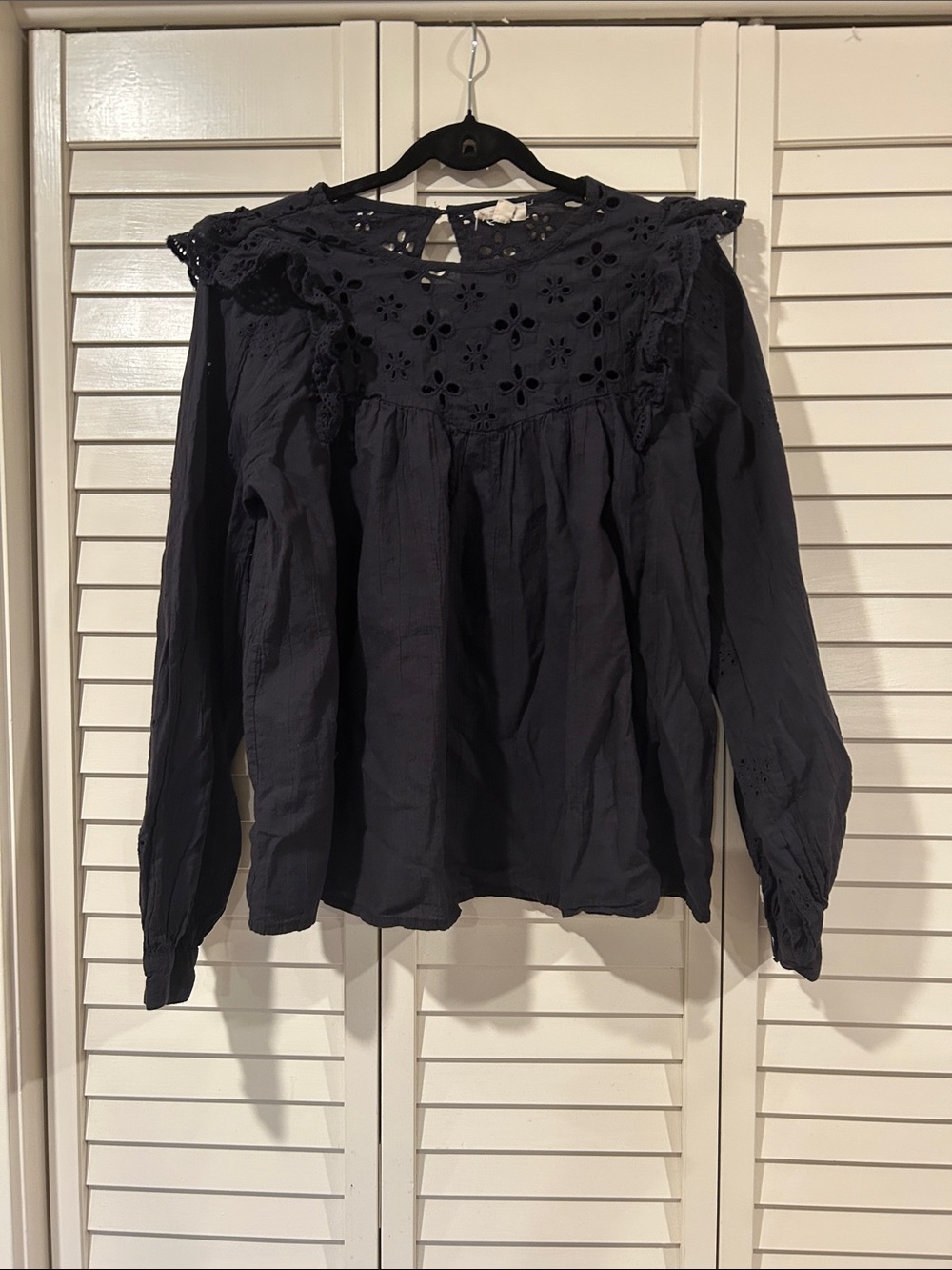 Jennifer & Grace Black Long-Sleeve Blouse Size L